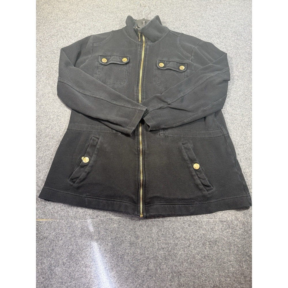 Lauren Ralph Lauren Heavy Knit Zip Up Jacket Large Black
